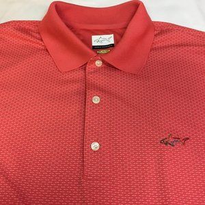 NWOT Greg Norman Men's Polo Golf Orange Sharks Teeth Print Short Sleeve - LARGE
